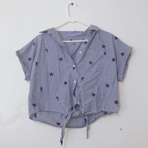 Andrew Marc Blue Striped Button Down Shirt
